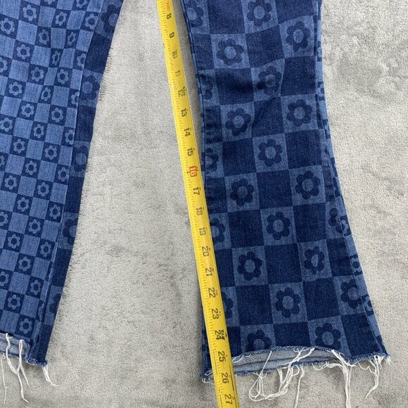 Jaded London Jeans Womens 25x26” Skinny Flare Retro Print Checkered Floral Denim - Picture 5 of 16